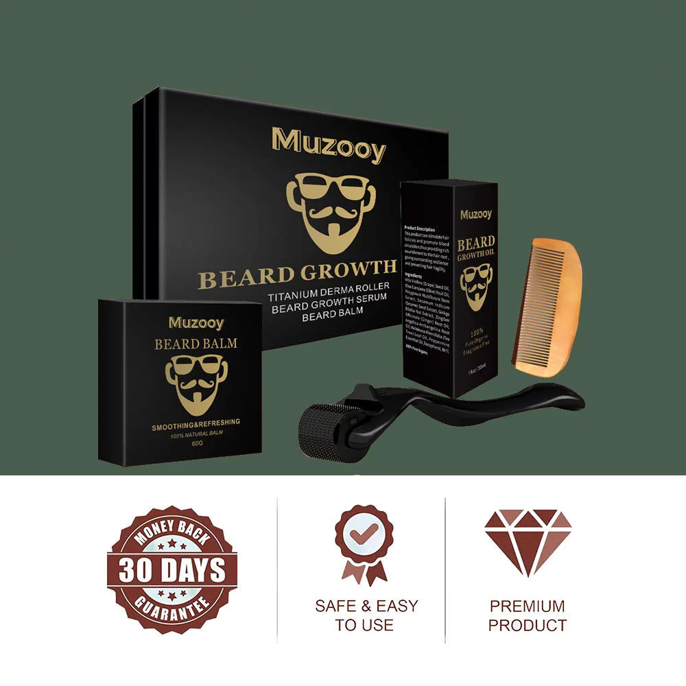 Beard Growth Kit for Men – Beard Oil Serum, Roller, Balm & Comb – Complete Facial Hair Growth Solution - Default Title Buy Your Favorites