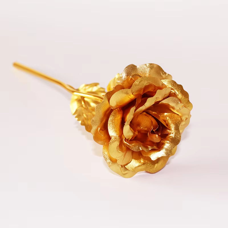 24K Gold Artificial Rose with Box – Perfect Mother’s Day Gift, Valentine’s Day or New Year Present, Foil Flower for Home Décor