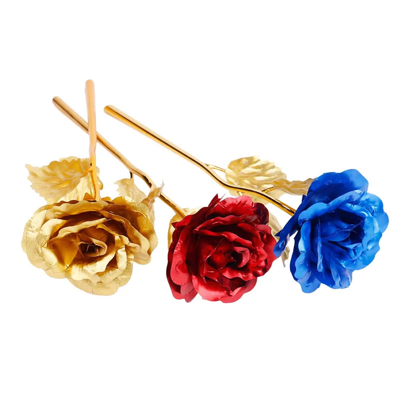 24K Gold Artificial Rose with Box – Perfect Mother’s Day Gift, Valentine’s Day or New Year Present, Foil Flower for Home Décor