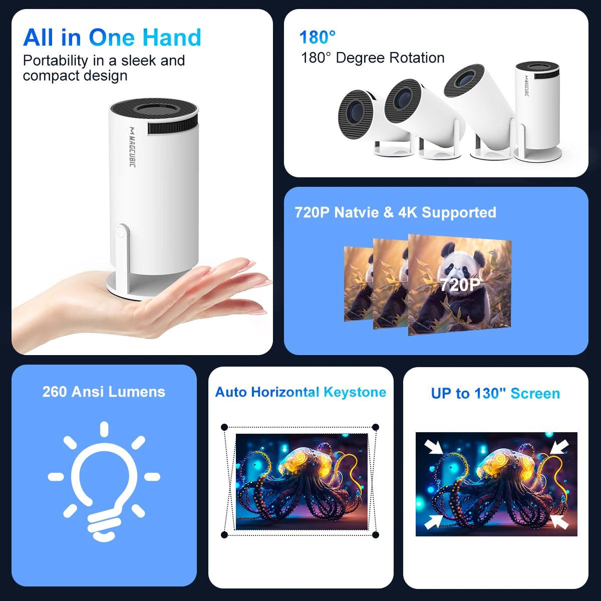 Portable 4K Mini Projector – Your Ultimate Home Entertainment Solution - Hy300 Pro-White / Au Plug Buy Your Favorites
