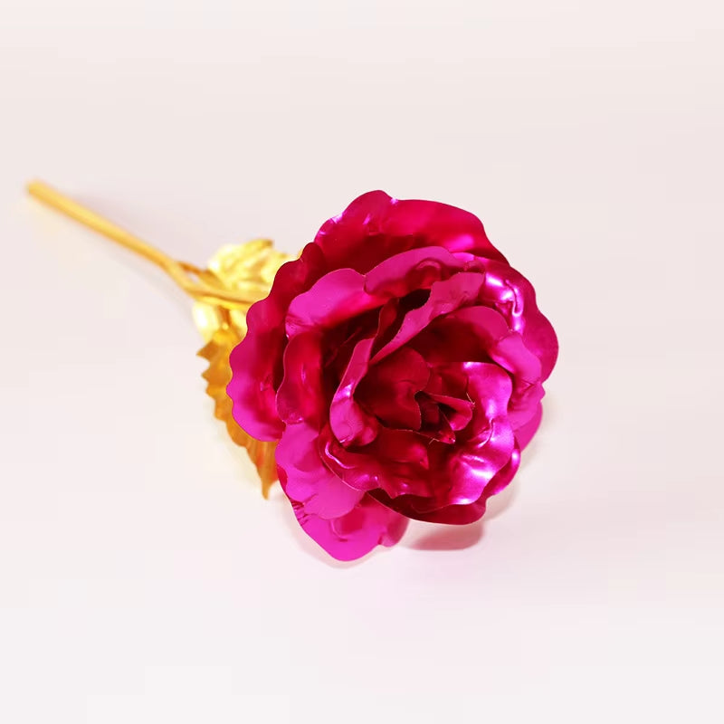 24K Gold Artificial Rose with Box – Perfect Mother’s Day Gift, Valentine’s Day or New Year Present, Foil Flower for Home Décor