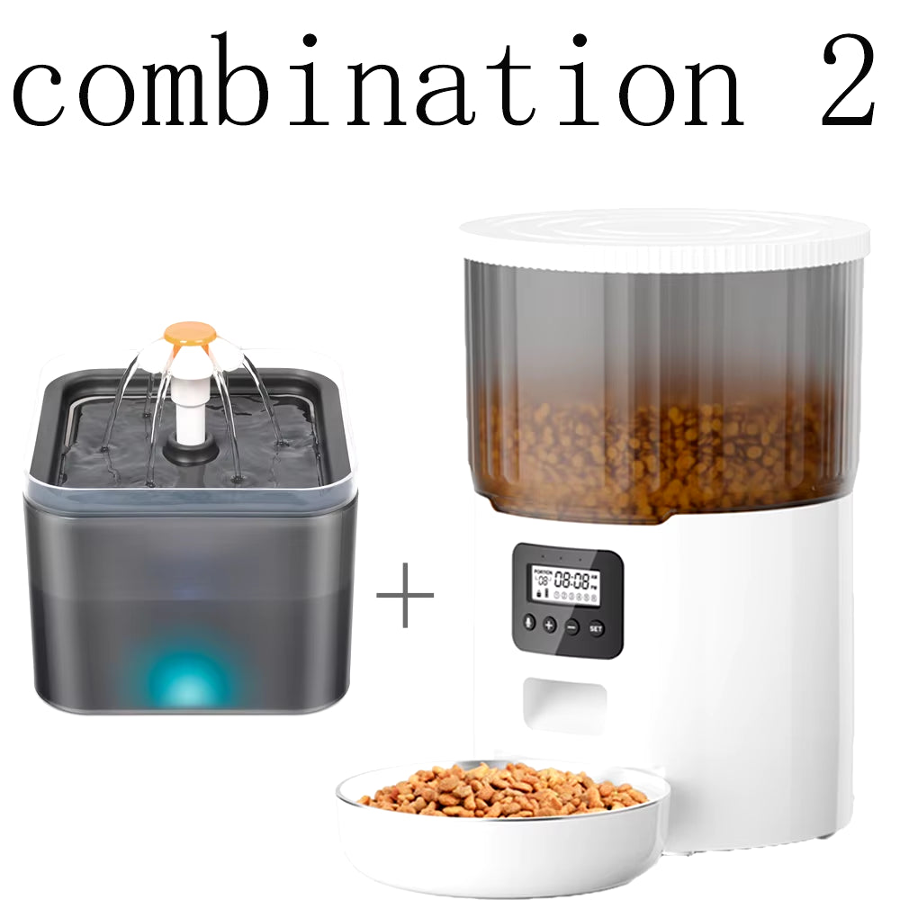 Smart Automatic Pet Feeder - 4L Capacity with WiFi Connectivity & Voice Interaction - Combination 2 Buy Your Favorites