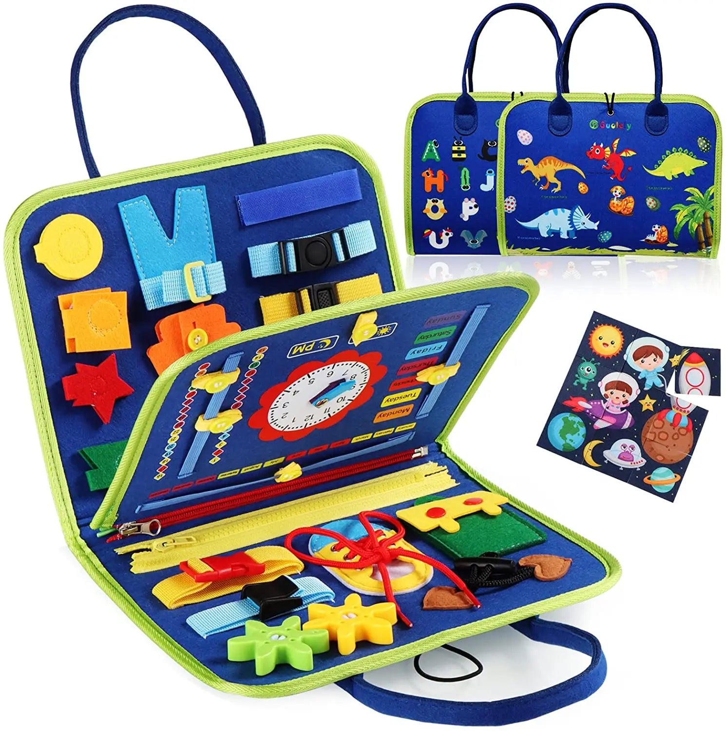 Montessori Busy Board – 16-in-1 Sensory Activity Toy - Dinosaur Buy Your Favorites