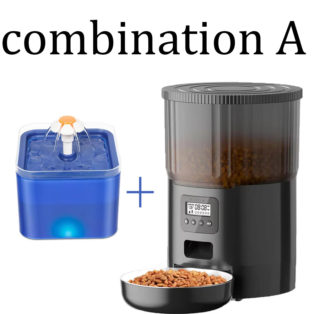 Smart Automatic Pet Feeder - 4L Capacity with WiFi Connectivity & Voice Interaction - Combination A Buy Your Favorites