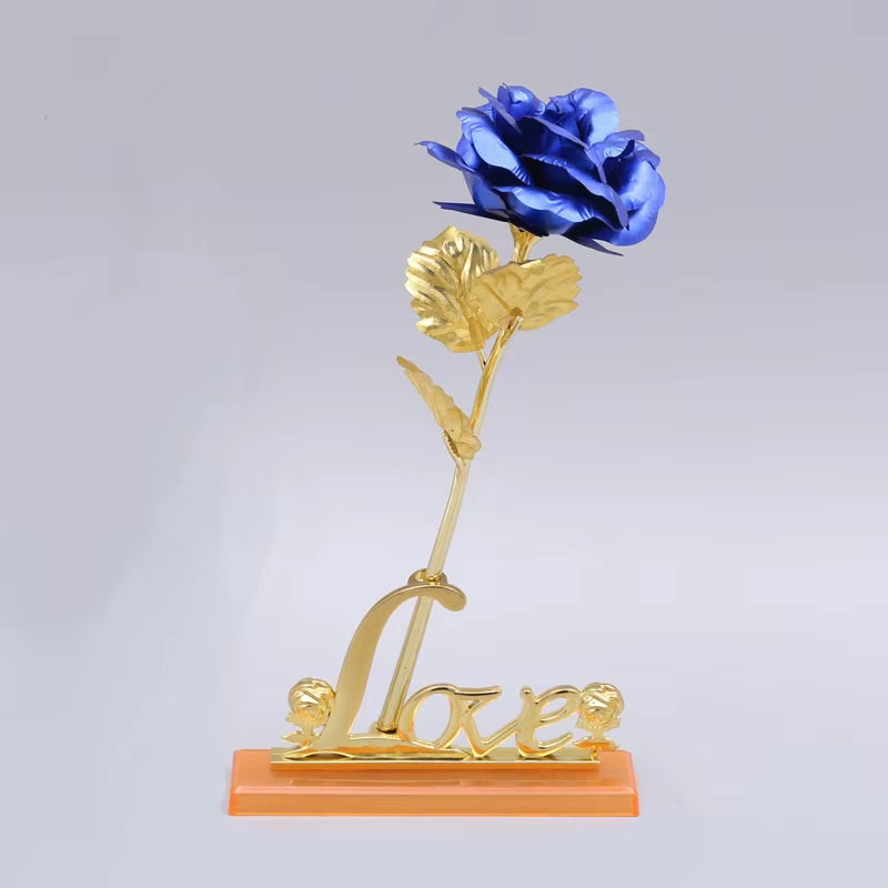 24K Gold Artificial Rose with Box – Perfect Mother’s Day Gift, Valentine’s Day or New Year Present, Foil Flower for Home Décor