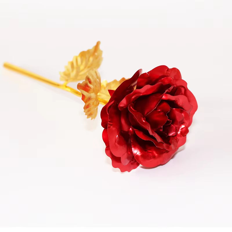 24K Gold Artificial Rose with Box – Perfect Mother’s Day Gift, Valentine’s Day or New Year Present, Foil Flower for Home Décor