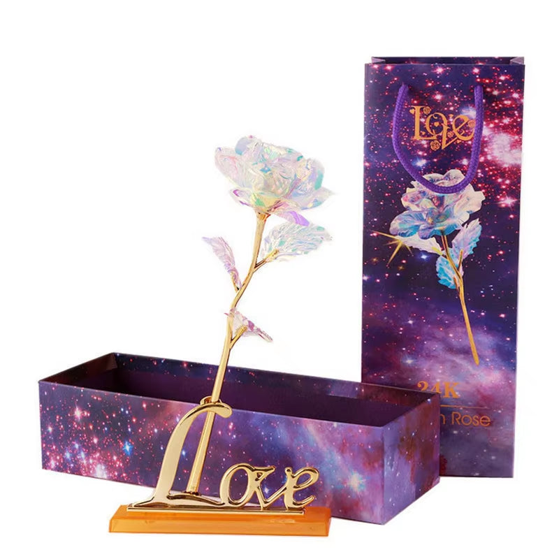 24K Gold Artificial Rose with Box – Perfect Mother’s Day Gift, Valentine’s Day or New Year Present, Foil Flower for Home Décor