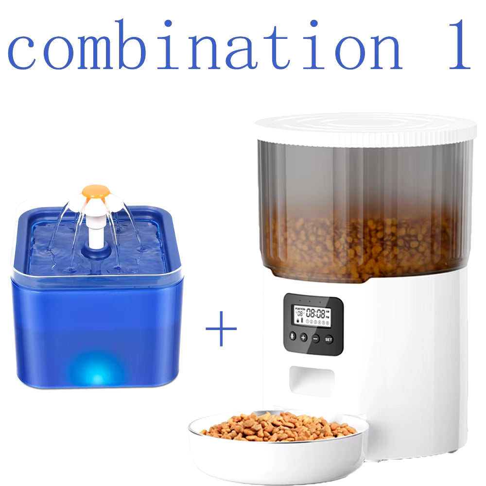 Smart Automatic Pet Feeder - 4L Capacity with WiFi Connectivity & Voice Interaction - Combination 1 Buy Your Favorites
