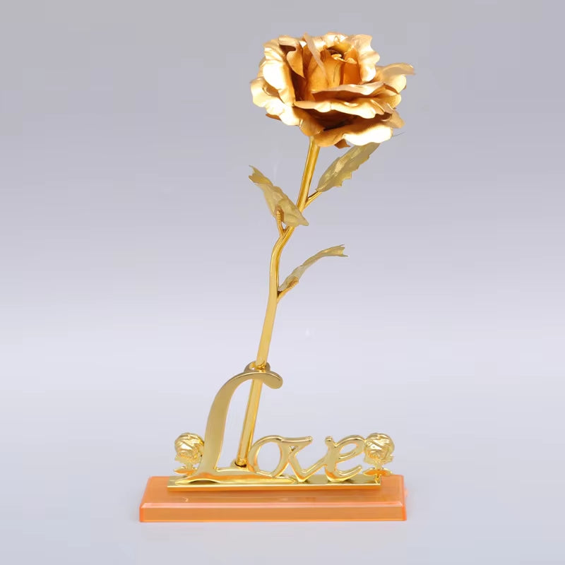 24K Gold Artificial Rose with Box – Perfect Mother’s Day Gift, Valentine’s Day or New Year Present, Foil Flower for Home Décor