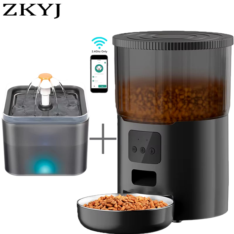 Smart Automatic Pet Feeder - 4L Capacity with WiFi Connectivity & Voice Interaction - Combination A Buy Your Favorites