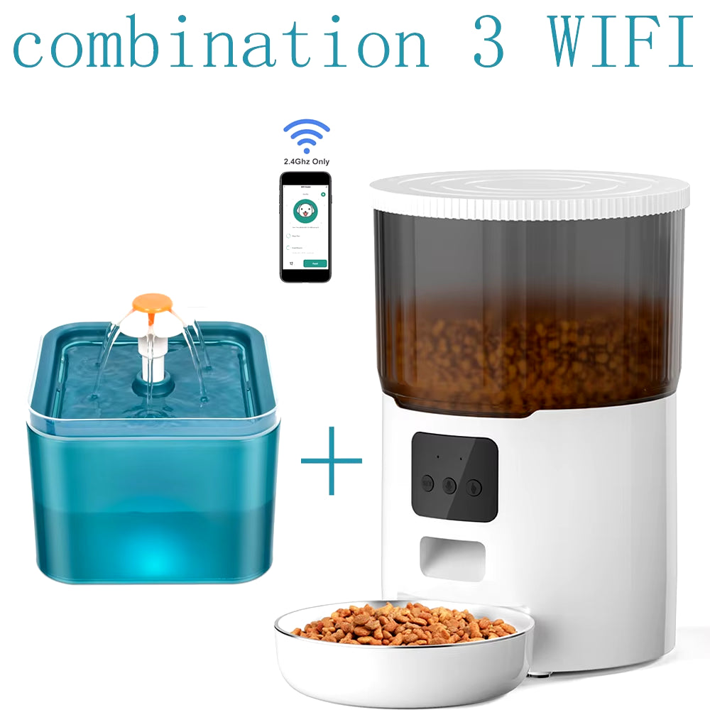 Smart Automatic Pet Feeder - 4L Capacity with WiFi Connectivity & Voice Interaction - Combination 3 Wifi Buy Your Favorites