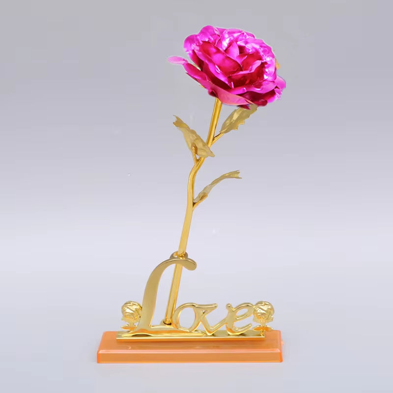 24K Gold Artificial Rose with Box – Perfect Mother’s Day Gift, Valentine’s Day or New Year Present, Foil Flower for Home Décor