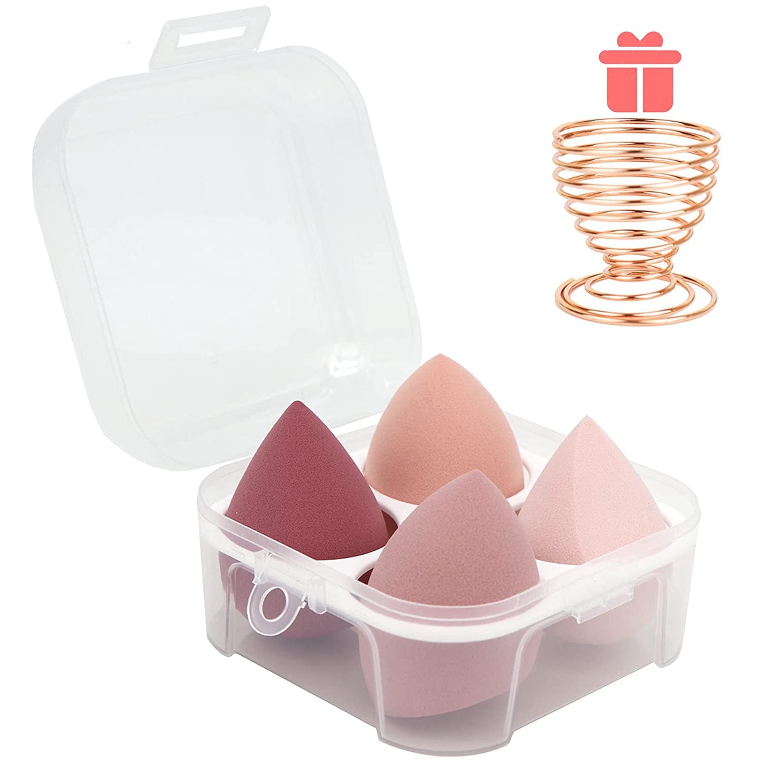 Premium Makeup Sponge Set - 4 Pcs + Storage Box + Holder - Pink Buy Your Favorites
