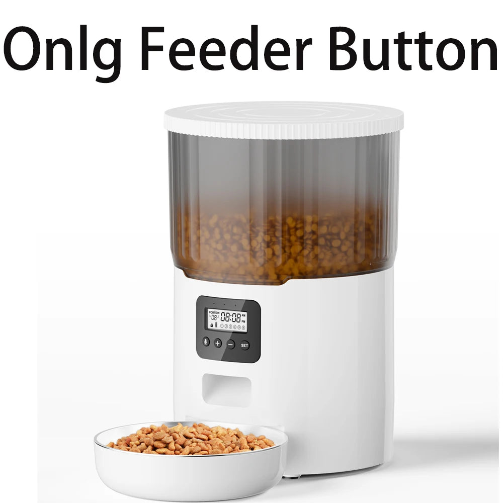 Smart Automatic Pet Feeder - 4L Capacity with WiFi Connectivity & Voice Interaction - Onlg Feeder Button B Buy Your Favorites