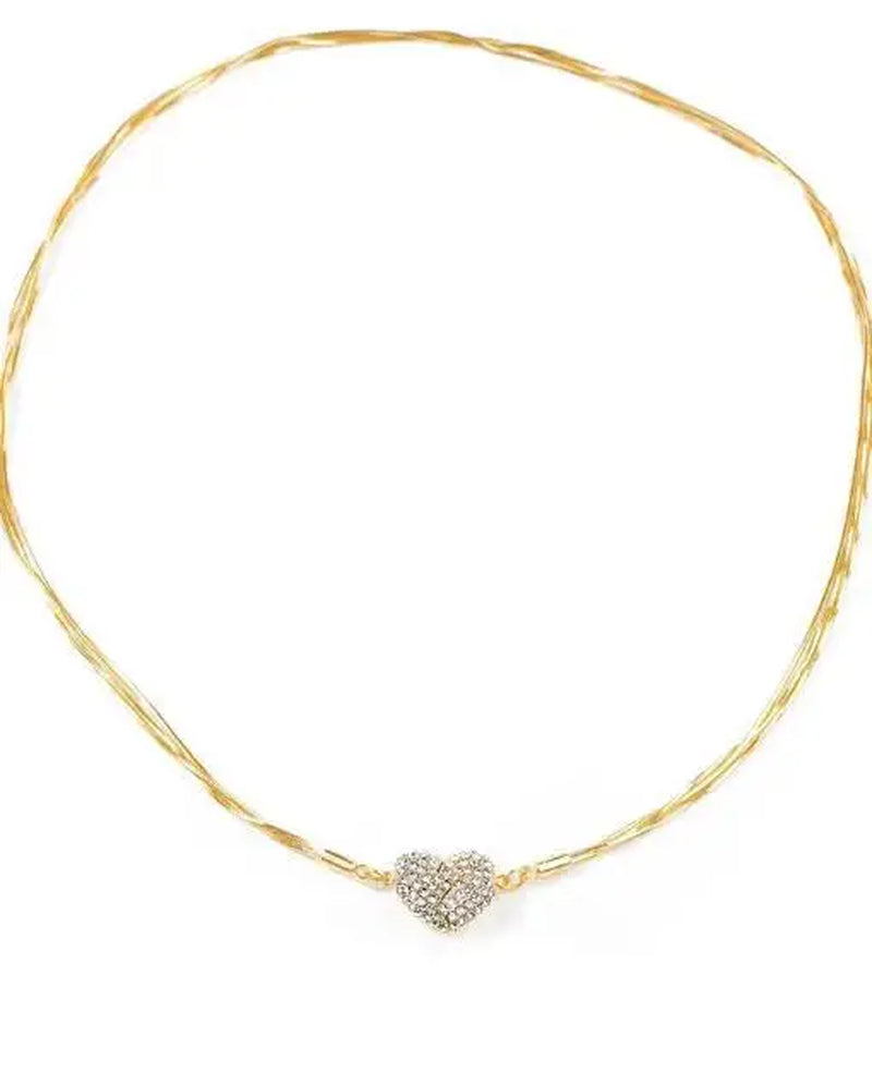 Mother's Day Gift: Temperament Exquisite Rhinestone Broken Heart Necklace with Multilayer Chains