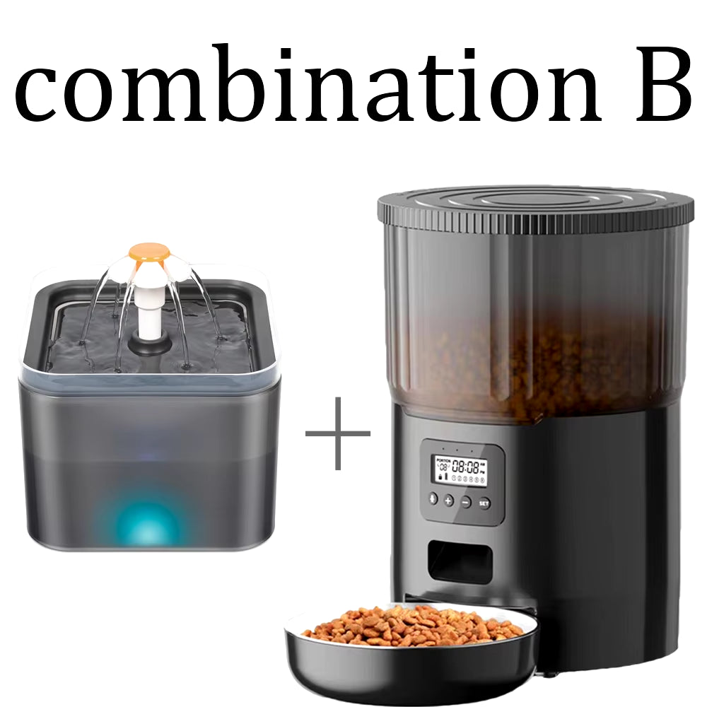 Smart Automatic Pet Feeder - 4L Capacity with WiFi Connectivity & Voice Interaction - Combination B Buy Your Favorites